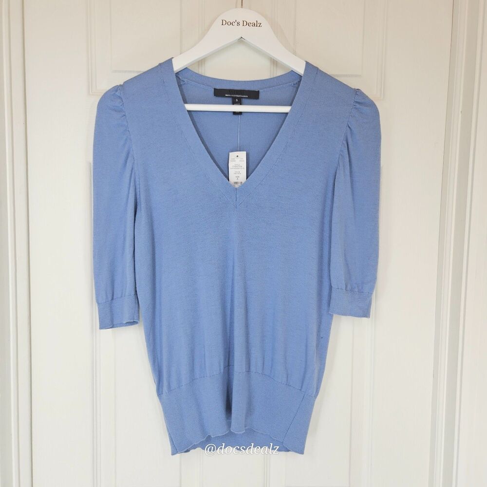 White House Black Market Blouse Blue 3/4 Sleeve Women's Small